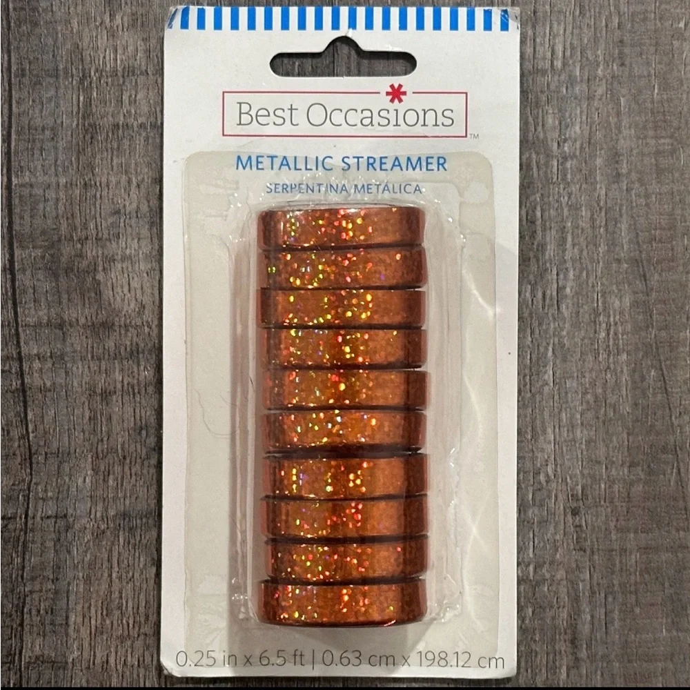 💞 New 6.5ft Sparkly Orange Metallic Party Streamers